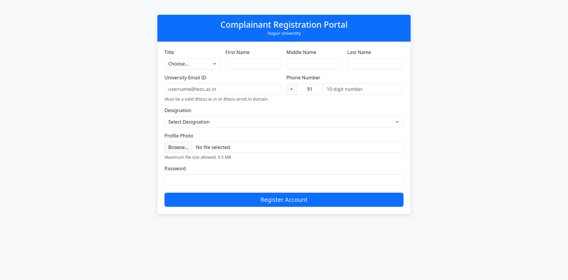 Registration Page